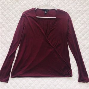 Kenneth Cole Purple/Burgundy wrap blouse